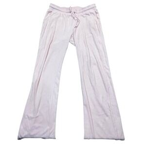 Vintage Bebe Sport Pink Lounge Pants Y2K Rhinestone Logo Wide Leg Jogger Women M